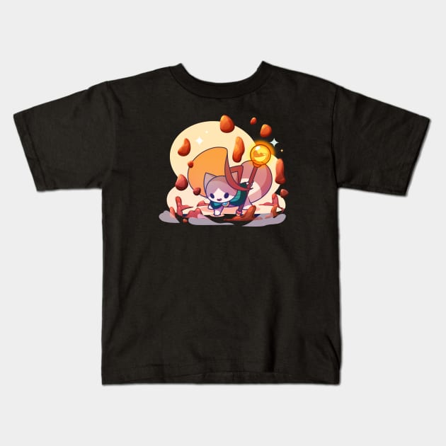 Coffee Mage Cat Kids T-Shirt by Everything A Cat